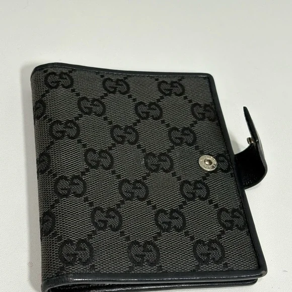 Authentic Gucci Black GG Canvas and leather agenda card Wallet w certificate - Picture 8 of 11